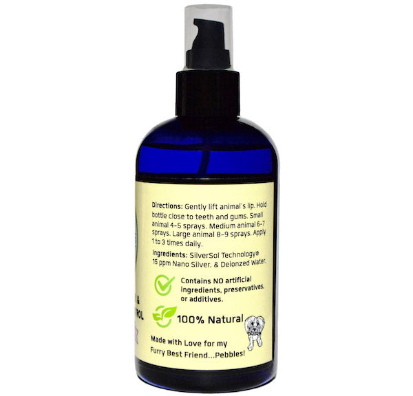 For ALL Pets • 15ppm TRIPLE ACTION NANO-SILVER with NO Peppermint Oil & NO Stevia