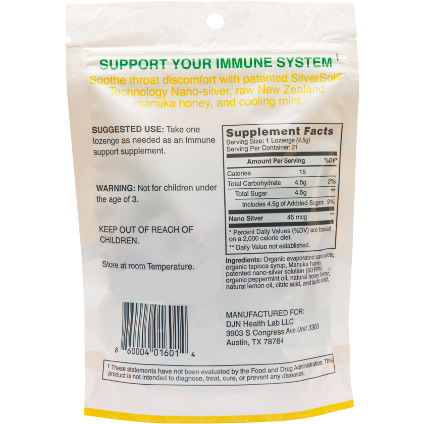 SUPER PRICE! • SUPERSILVER Lozenges w/ Manuka Honey & Triple Action Nano-Silver