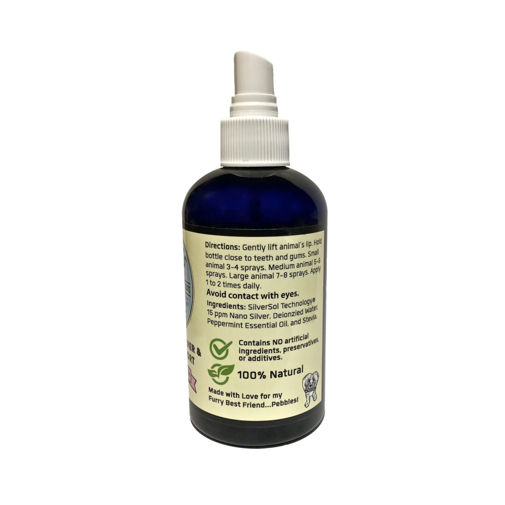 For Dogs • 15ppm TRIPLE ACTION NANO-SILVER with Peppermint Oil & Stevia