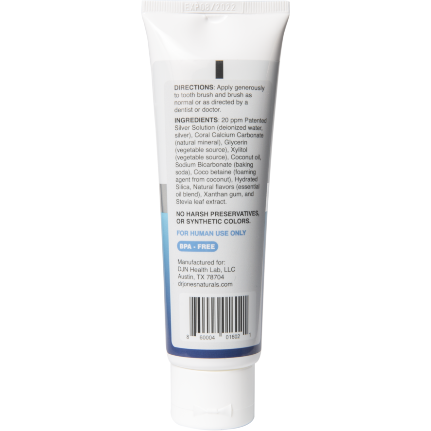 Dr Jones' Naturals Fluoride-Free SUPERSILVER WHITENING TOOTHPASTE with SILVERSOL® NANO SILVER