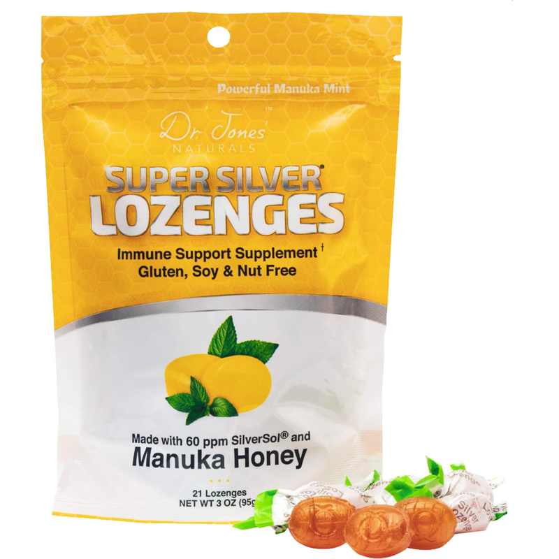SALE * Dr Jones' Naturals SUPERSILVER Lozenges with Manuka Honey and SILVERSOL® NANO SILVER