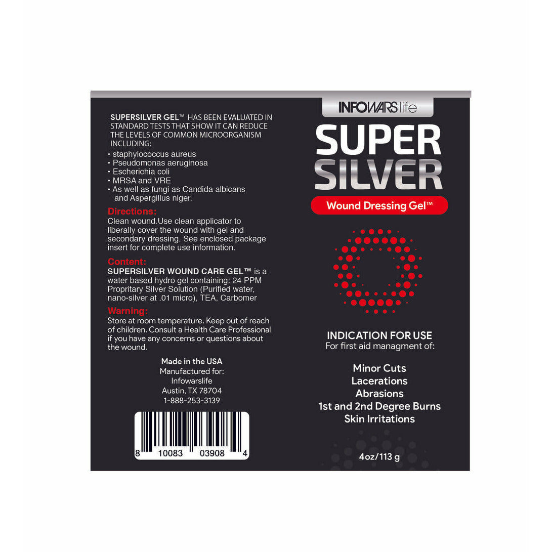 SUPERSILVER Wound Dressing Gel™ FIRST AID and SUNBURN RELIEF with SILVERSOL® NANO SILVER